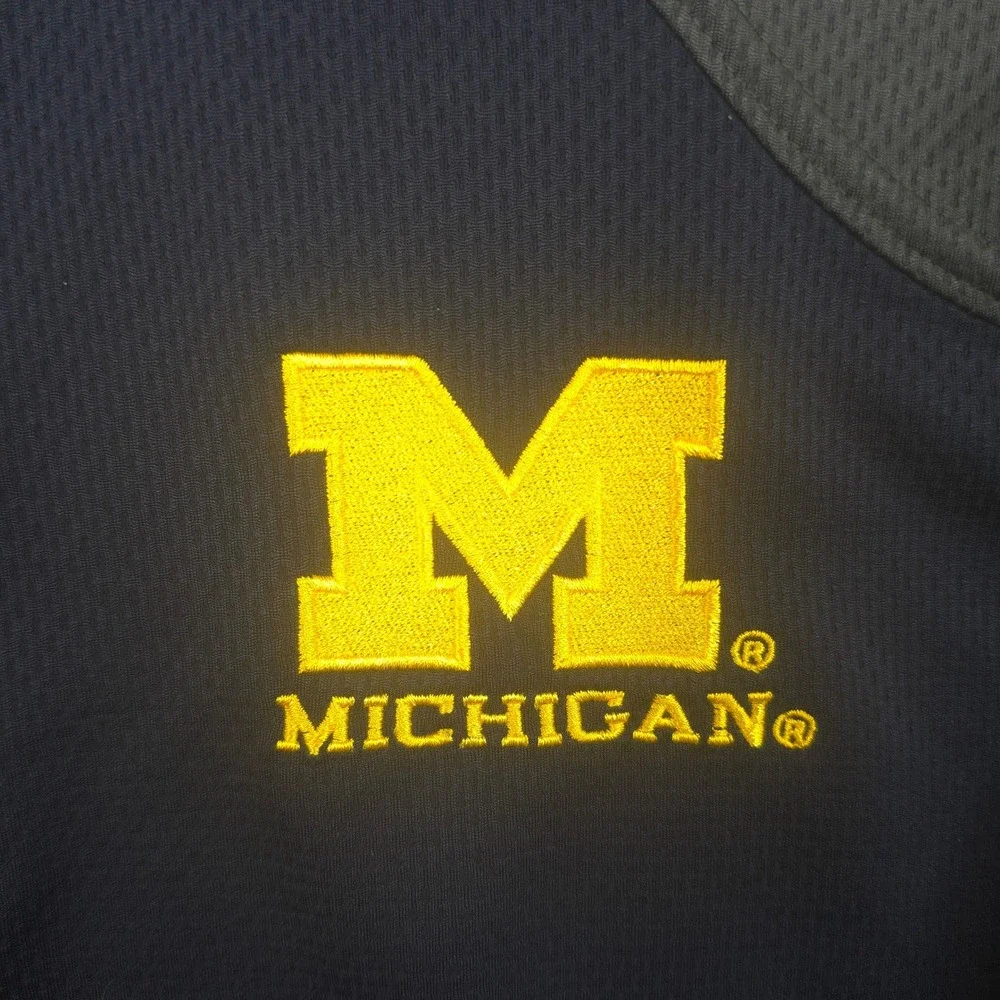 Michigan Wolverines 1/4 Zip Pullover Mens Large Blue Gray Textured Pro Edge